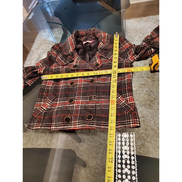 Titi Women's Gray Check Wool Long Sleeve Buttons Front Casual Jacket Size Small - Picture 11 of 12